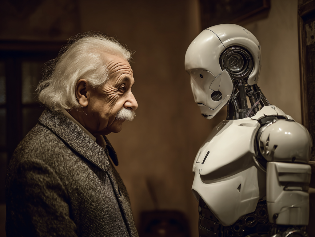 Einstein talking to AI